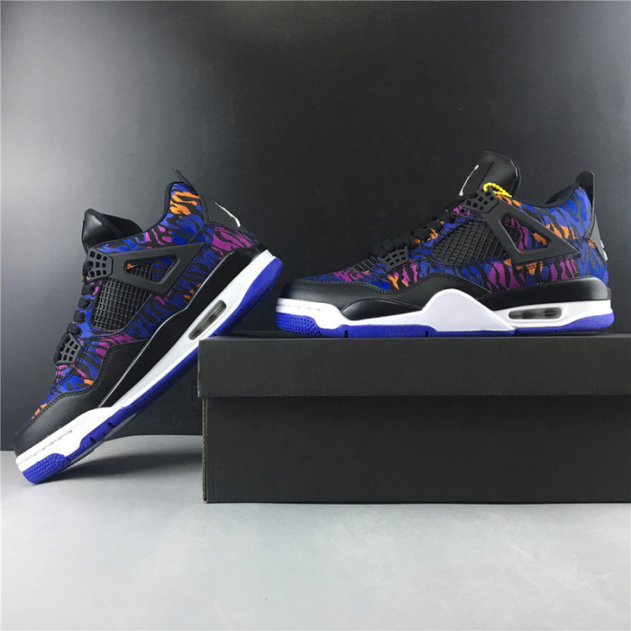 AIR JORDAN 4 BLACK WHITE RUSH VIOLET RACER BLUE BQ9043-005